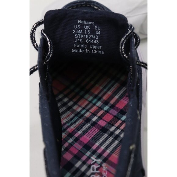 NWT Sperry Kids‎ Bahama Boat Shoe Slip On Loafer Metallic Glitter Navy Shimmer - Picture 4 of 8